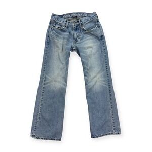 American Eagle Jeans Men's 28x28 Blue Medium Wash Low Rise Boot Whiskered Y2K